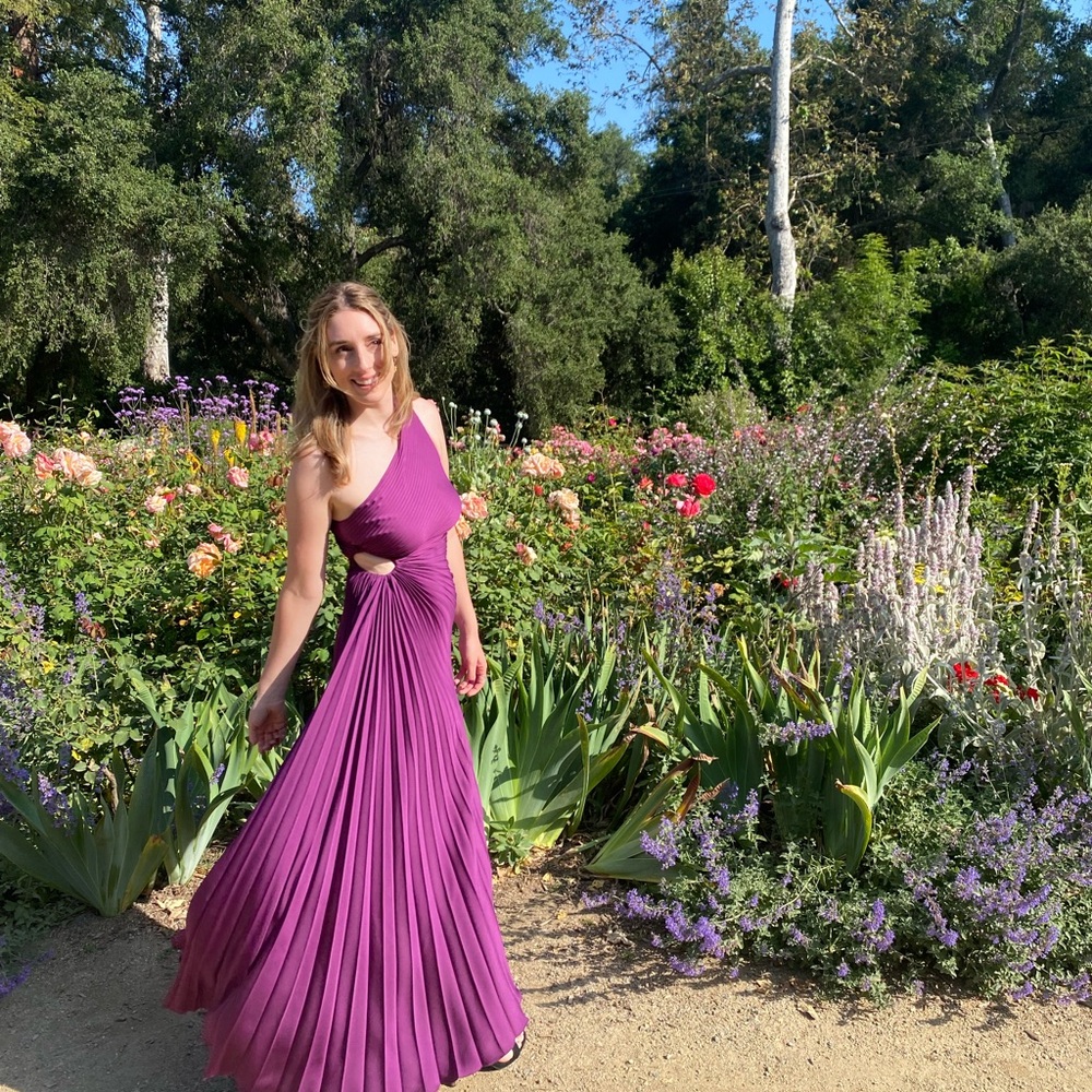 MANGO Purple Asymmetrical Pleated Dress 4 Wedding Guest - Picture 5 of 5